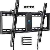 PERLESMITH Tilt Low Profile TV Wall Mount Bracket for Most 32-70 inch LED, LCD, OLED and Plasma Flat Screen TVs - Fits 16"- 24" Wood Studs, Tilting TV Mount with VESA 600 x 400mm Holds up to132lbs