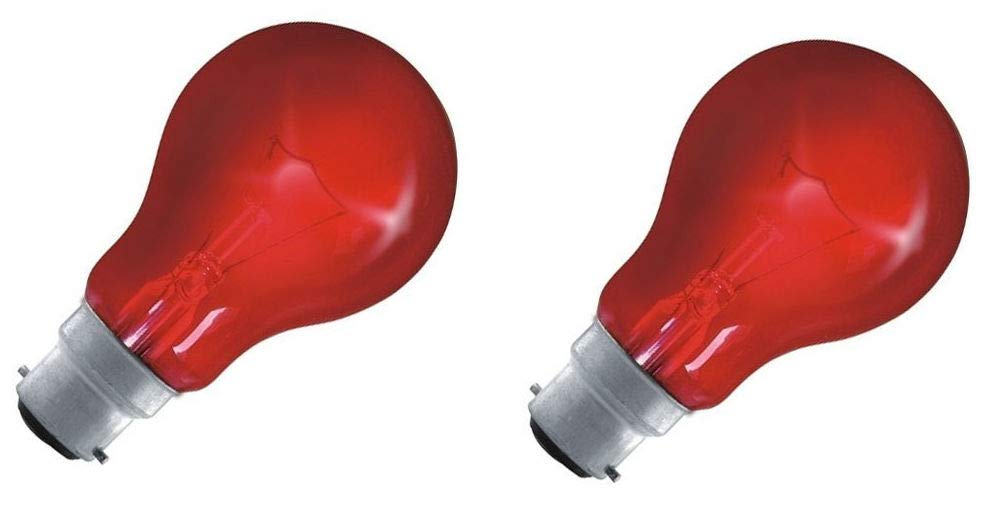 FindASpare Fireglow Light Bulbs 60W BC/B22 Red Glow GLS Incandescent Lamps Pack of 2