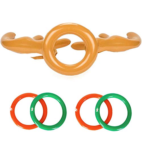 MeiGuiSha 3 Pack Inflatable Reindeer Antler Ring Toss Three-Player Holiday Favors Headband Game Toy for Kids Family Christmas Xmas Party(3 Antlers&12 Rings) - Thumbnail 4