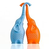 IPHOX Loose Reusable Leaf Tea Bag Infuser Strainer with Long Handle Neck for a Loose Leaf Grain Tea Cups, Mugs, and Teapots (Elephant/ Set of 2)