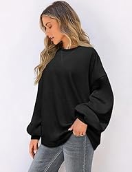 UEU Women Oversized Striped Crewneck Sweatshirt