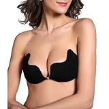 HDE Strapless Invisible Push-up Bra Self Adhesive Silicone Backless Reusable Breast Pad Black X-Small - Fits 32B/34A