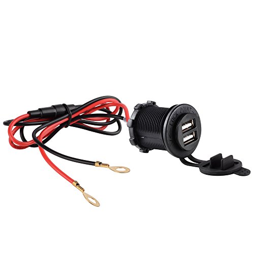 BlueFire 3in1 Waterproof Motorcycle Scooter Cigarette Lighter Socket Power Plug + Dual 3.1A USB Charger Socket + 60CM Power Cable - Thumbnail 3