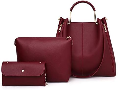SIANO Women's Premium Quality Custom Italian Leather Set Of 3 Red Color Hand Bag