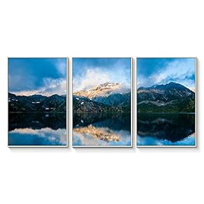 Floating Framed Canvas Wall Art for Living Room, Bedroom Landscape Gorge Mountain River Grassland Canvas Prints for Home Decoration Ready to Hang - 16"x24"x3 Panels