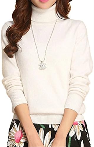 Betusline Women Basic Solid Slim Fit Turtleneck Sweater Pullover