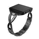 Fashion Women Jewelry Crystal Bracelet Band Replacement For Fitbit Blaze (Black)