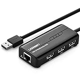 UGREEN RJ45 Ethernet Adapter with USB 2.0 Hub USB Network Adapter 10/100Mbps for Nintendo Switch, Wii, Windows Surface Pro, MacBook Air/Retina, Chromebook, and More PC