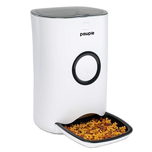 Pawple Automatic Pet Feeder Food Dispenser for Cats, Dogs, Small Animals - Features Distribution Alarms, Portion Control & Voice Recording -Programmable Timer Up to 4 Meals a Day