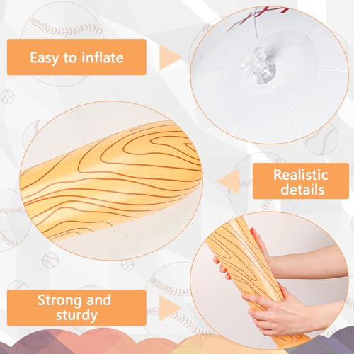 AMOR PRESENT 3PCS Inflatable Baseball Set, 11 Inch Beach Ball Baseball 30 Inch Baseball Bat Inflates for Kids Pool Party Favors