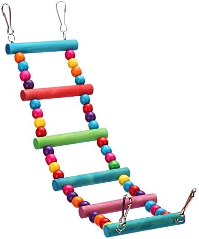 DETOP Bird Parrot Toys Macaw Cockatoo African Grey Natural Wooden Block Hammock Swing Cage Hanging Chewing Toy