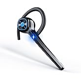 IHAO Wireless Bluetooth Earpiece Headphone Dual Noise Cancelling Mic Painless Open-Ear Handsfree Headset Stereo Sound Left/Right Changeable Earhook Earphones for Driving/Business/Gym