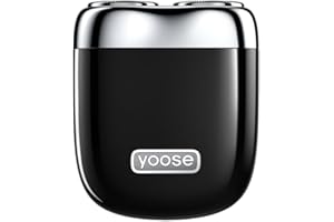 yoose Mini Electric Shaver, Alloy Portable Travel Shavers, Cordless Shaving, USB-C Rechargeable Electric Razor for Men, Dry Shave, IPX7 Waterproof, Detachable Head, Easy Cleaning, Black