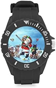 Birthday Gifts Classic Santa Claus with Lovely Animals Kids' Round Rubber Sport Watch