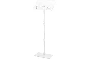 VEVOR Podium Stand, 43-Inch Acrylic Lectern, Portable Laptop Desk with Wide Reading Surface, Book Clips, Adjustable Angle, Fl