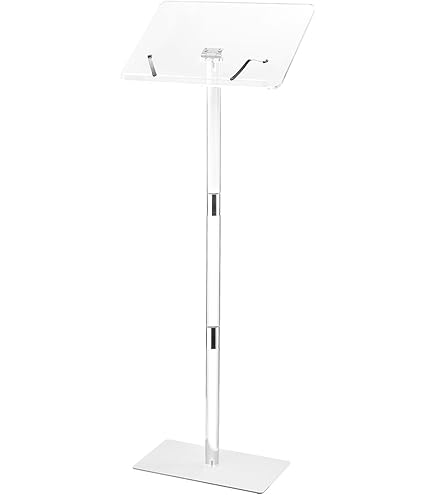 Acrylic Podium Stand 49"H Rolling Pulpit Lecturn Lockable Wheels