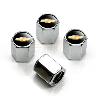 Chevrolet Gold Logo Chrome Tire Stem Valve Caps, Official Licensed