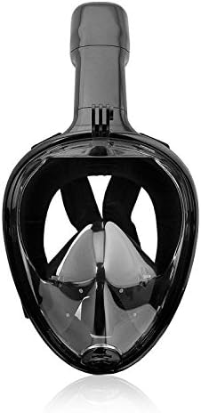 TKBOB Snorkel Mask Seaview 180°GoPro Compatible with Anti-Fog Panoramic Full Face See Prevents Gag Reflex Easybreath Snorkeling Gear Scuba Mask (S, BLACK)