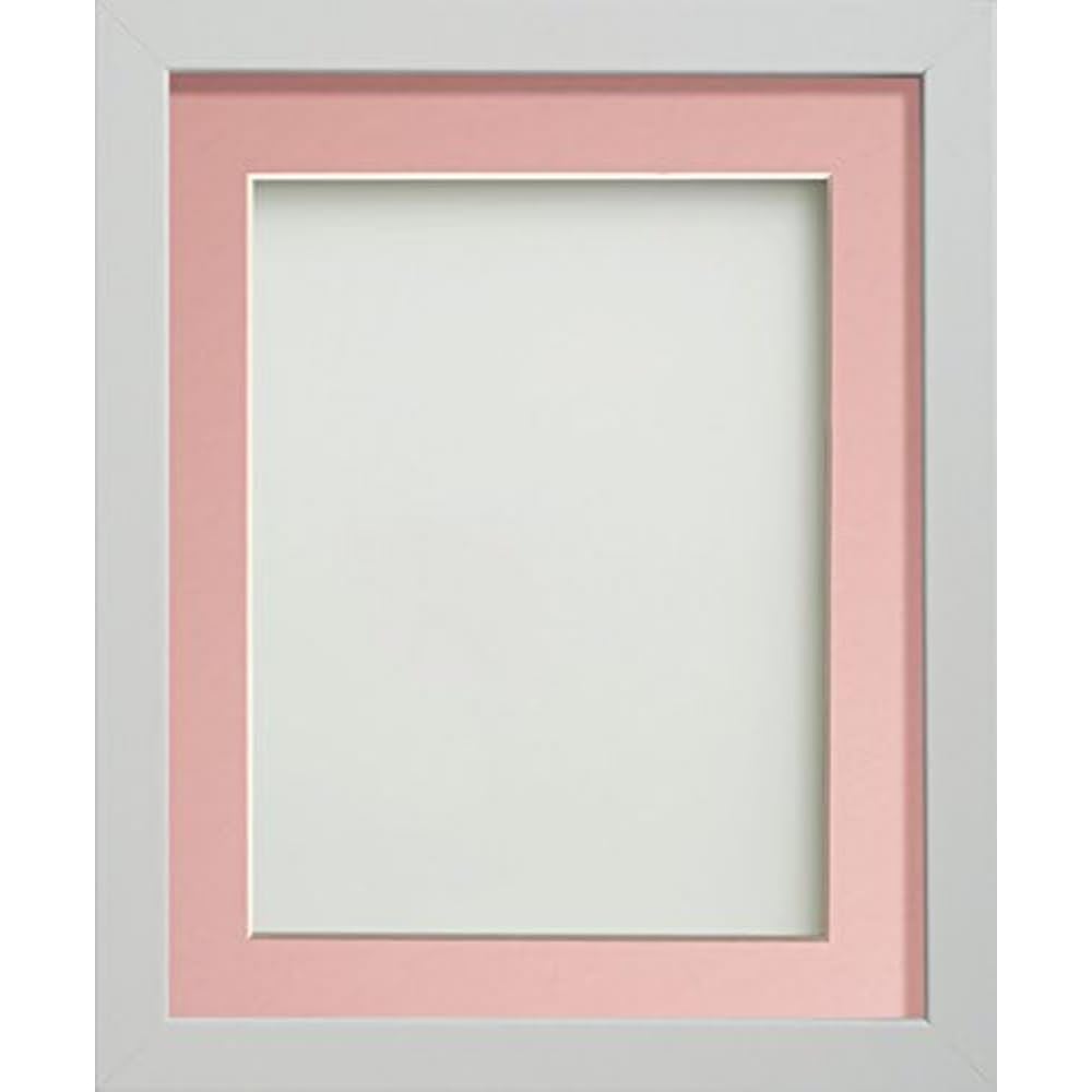 Frame Company Allington White 8x8 inch Frame With Pink Mount For Image 5x5 inch *Choice of sizes* Fitted with Real Glass — image 1