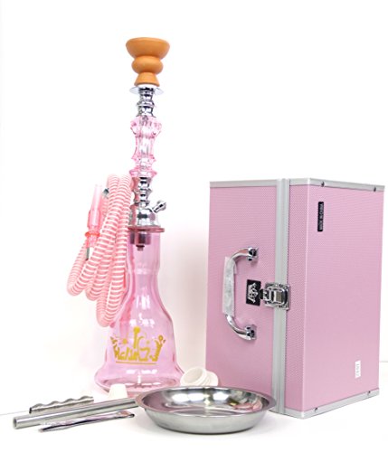 Pink 1 hose hookah 18" complete set shisha w/ trav…