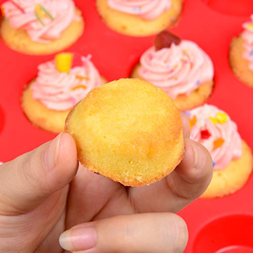 Silicone Muffin Pan, Mini 24-Cup Cupcake Pan LFGB, for Muffin, Mini Quiche, Keto Fat Bombs, Cupcakes, 100% Food Grade Silicone Pack of 2 - Thumbnail 5