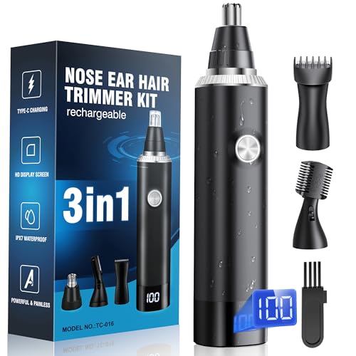 Nose Hair Trimmer 3 in 1 Nose Hair Trimmer Men's Nose Trimmer Nose Hair Trimmer USB Rechargeable Ear Hair Trimmer Painless Nose Hair Remover Ear Hair Trimmer Eyebrow Ear Trimmer for Women