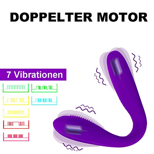 Paarvibrator Vibratoren für Sie mit Stoßfunktion, Sexspielzeug für Paare Vibratoren für Sie Klitoris und G-Punkt 7 Vibrationsfrequenz 100% Wasserdicht Wiederaufladbar, Leise, Lila