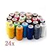 SODIAL- 24 Assorted Colors Polyester Sewing Thread-Pack of 24