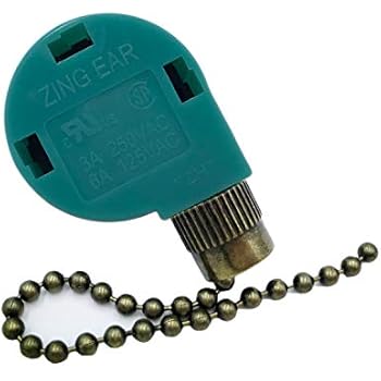 Zing Ear ZE-268S6 3 Speed Ceiling Fan Switch, Pull Chain Cord Switch,Use for Ceiling Fans, Appliances, Replacement Speed Control (Antique Brass Pull Chain)