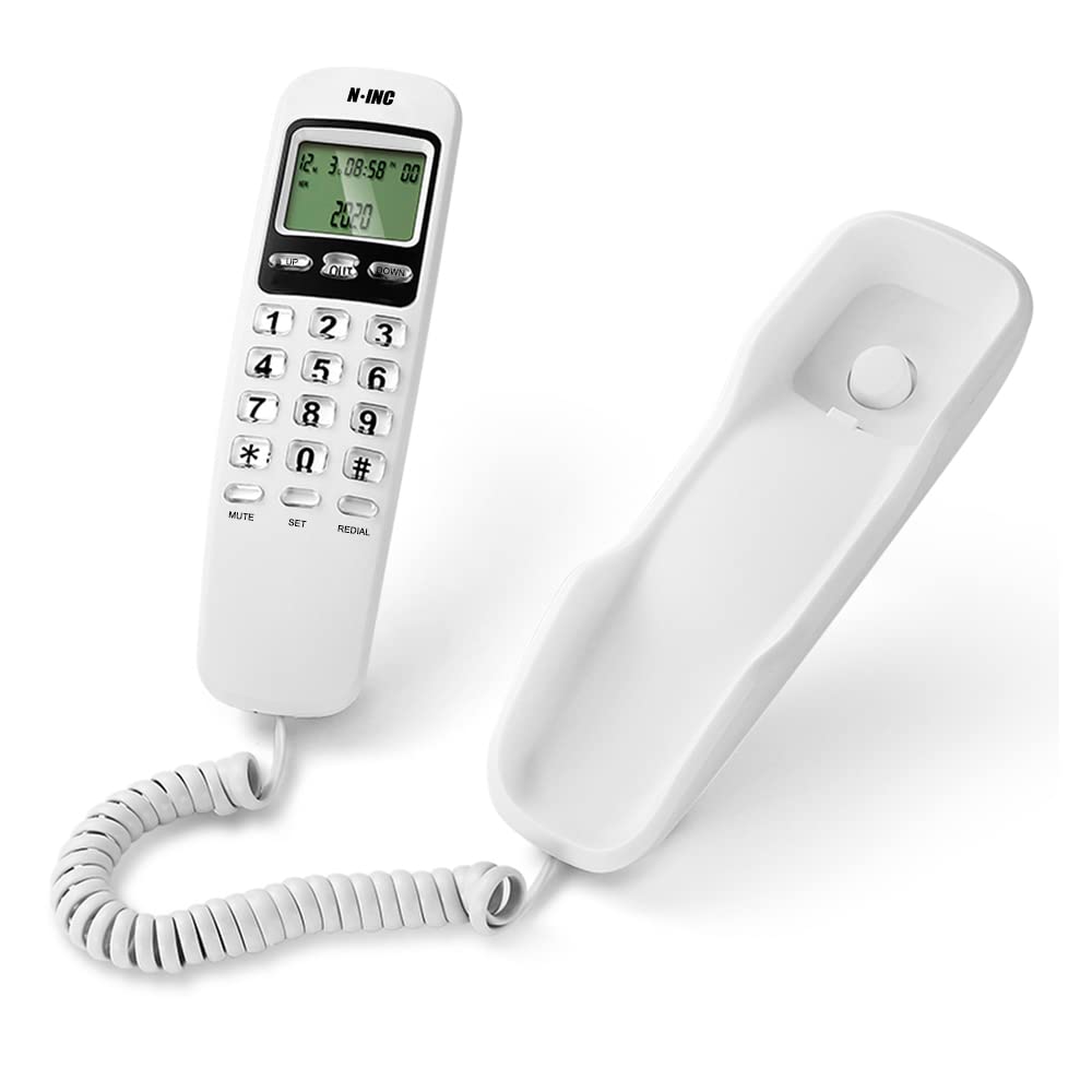 VBESTLIFE Corded Phone, KX-T888CID Landline Telephone with Caller ID Phone with Big Button Wired Telephonewith Clear Sound Corded for Home, Office(White)