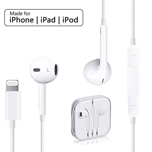 Wired Earbuds/Earphone/Headphone Lighting Connector Built-in Microphone&Volume Remote Control Noise Isolating Stereo in-Ear Headset for iPhone 11/11 Pro Max/7/7 Plus/8/8 Plus/XS/X/XS Max/XR (Earbuds)