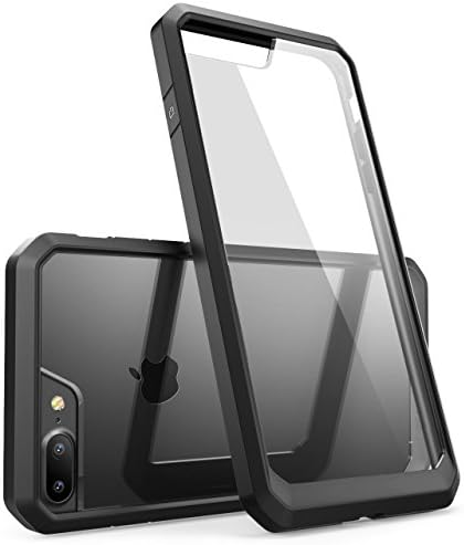 New Modern Hybrid Clear Transparent back with Coloured Border Rims iPhone 8 Plus (Black)