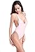 SHEKINI Women's High Cut One Piece Backless Thong Swimsuits (S, Pink - A)