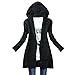 Weixinbuy Women Long Sleeves Cardigan Knitted Hooded Coat Black