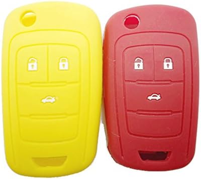 2 Pcs Silicone Protecting Key Case Cover Fob Holder Red and Yellow Color