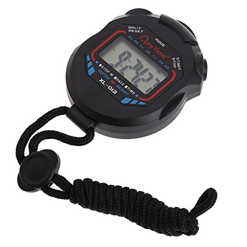Qisuw Classic Chronograph LCD Digital Handheld Sports Stopwatch Timer with String