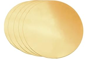 Tynulox 5 Pcs 20 Gauge Brass Round Plate, 0.03" Thickness x 3" Diameter H62 Brass Copper Metal Sheet for Crafts, Models, Repairs
