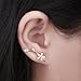 Chicinside Cubic Zirconia Flower Branch Ear Cuff Pins Stud Earrings Gold Tone