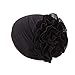 Women Head Wrap,Matoen Flower Muslim Ruffle Cancer Chemo Hat Beanie Scarf Turban Cap (Black)
