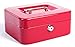 Jssmst Locking Medium Steel Cash Box with Money Tray,Lock Box,Red