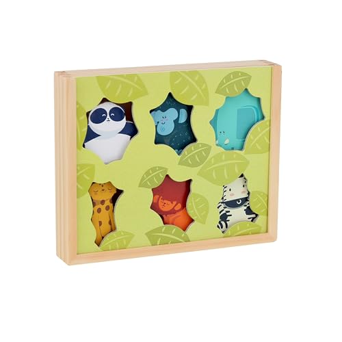 VILAC - Meine Geschichten aus Holz, Dschungeltiere – Spielzeug für Kleinkinder – 6 Holzfiguren: Löwe, Panda, Gorille, Elefant, Zebra und Panther – Erlebnisspiele – ab 3 Jahren – 3502