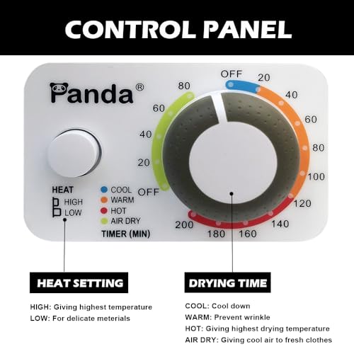Panda Portable Clothes Dryer – 1.5 cu.ft Compact Electric Dryer, 850W, Stainless Steel Tub, 110V – Ideal for Apartments, Dorms & Small Loads