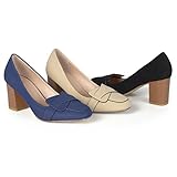 Brinley Co. Womens Mid Heel Vintage Loafer Pumps