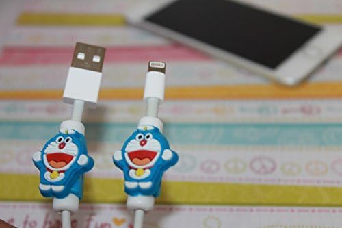 Data cable USB charging data Line saver Protector (Blue Doraemon)
