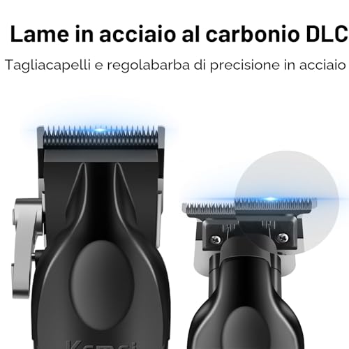 KEMEI Professional Men's Hair Clipper Cordless Hair Clipper with T Blade, Foil Razor, Electric Shaving and Cutting Kit with 11 Guide Combs