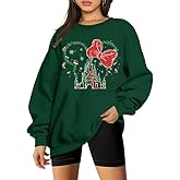 Ladicme Magical Sweatshirts for Women Oversized Cute Graphic Shirts Xmas Holiday Long Sleeve Pullover Tops