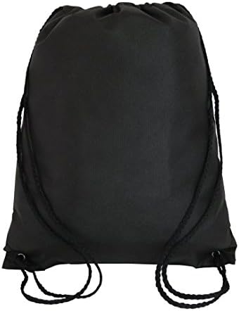 SHOPINUSA Buy Bulk Great Price!! Promotional Non-Woven Drawstring Backpack Large Size ( 12 PACK) (Black)