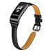 JOYOZY Leather Band Compatible with Fitbit Charge 2 Replacement Bands,Slim Classic Genuine Leather Wristband Fitness Strap Women Men 5.8''-8.1'' (Black with Black Buckle)