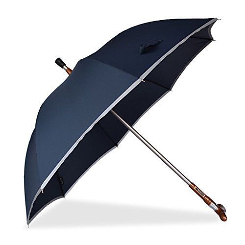 Walking Stick Umbrella Old Man Dedicated Umbrella Long Handle Clear Rain Dual Use Non-Slip Climbing Multifunction Cane Parasols (Color : Blue)
