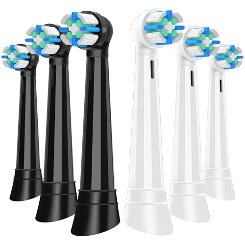 iO Brush Heads Compatible with Oral B iO Toothbrush Head, 6 Pack Toothbrush Head for iO 2/3/4/5/6/7/8/9/10 Series Electric Toothbrushes, Black/White